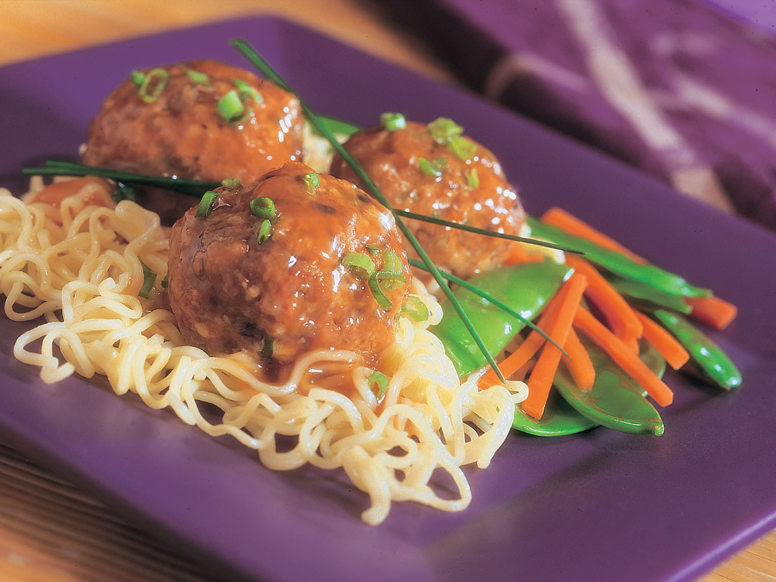 Asian Veal Meatballs with Noodles background image