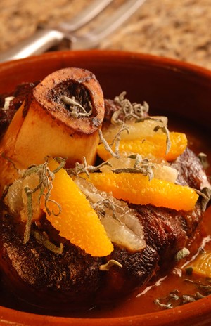 Braised Veal Shanks with Citrus and Sage background image