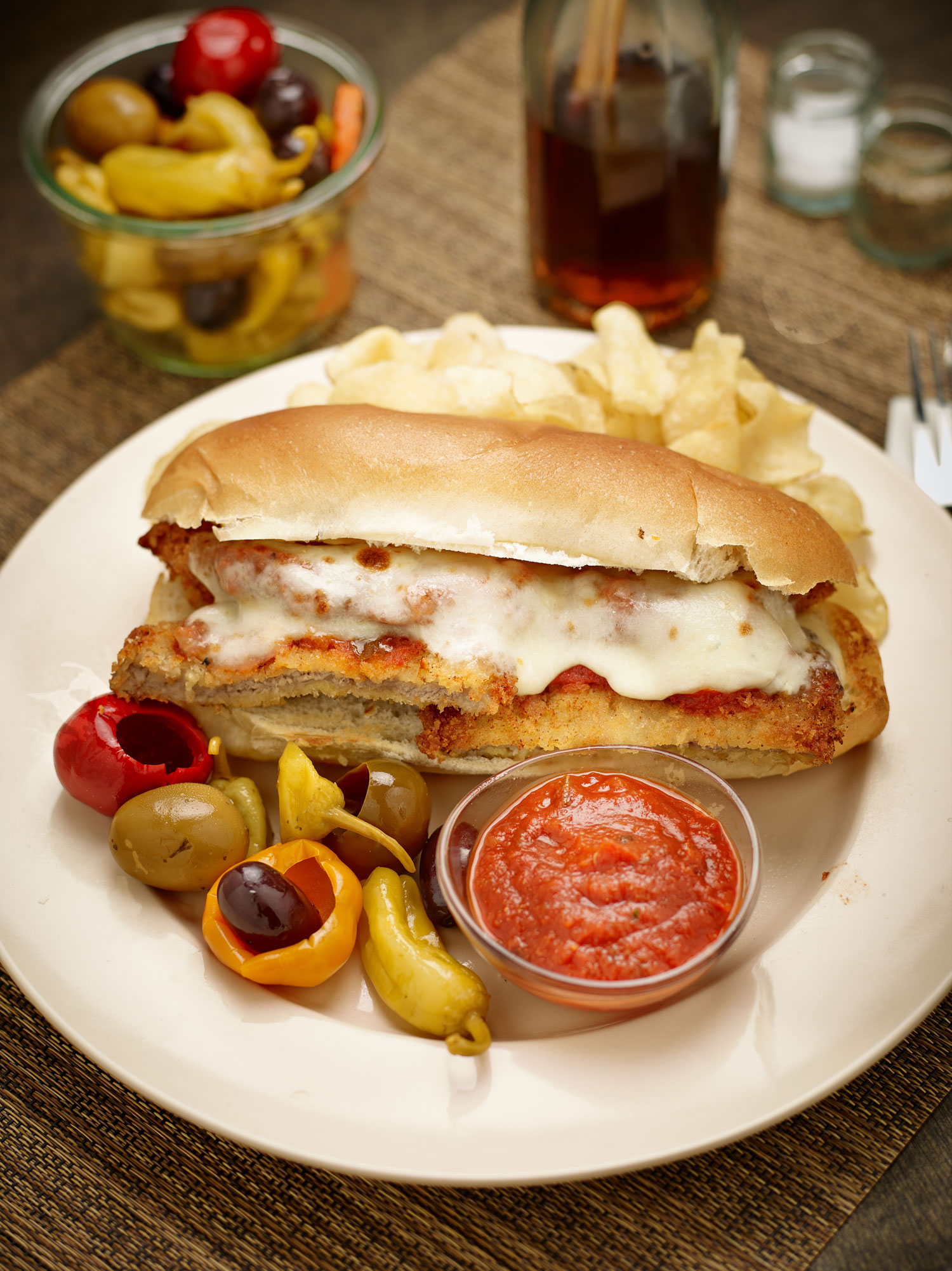 Classic Veal Parmesan Sandwich background image