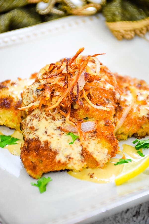 Crispy Veal Cutlets with Creamy Dijon Sauce background image