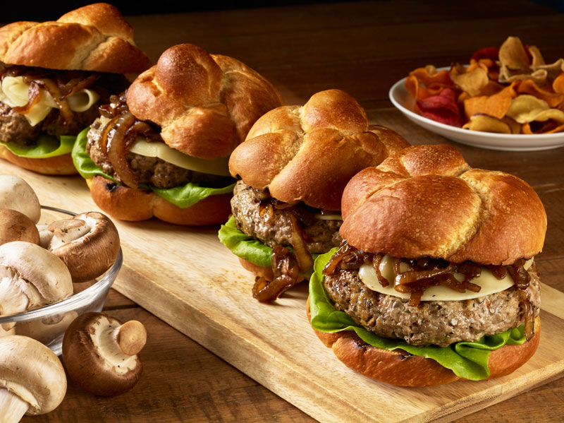 Veal and Mushroom Burger with Balsamic Onions
