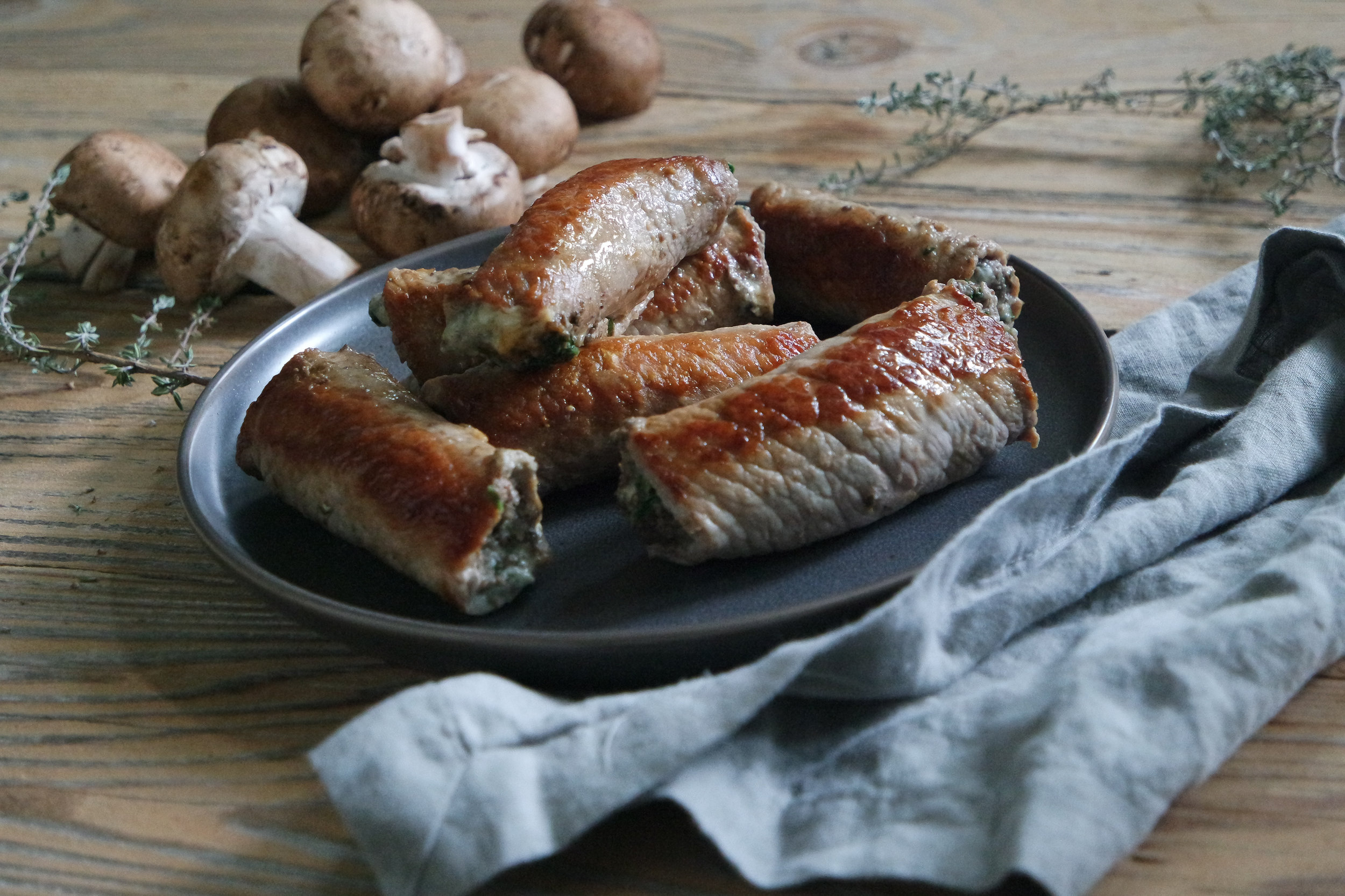 Stuffed Veal Wraps with Mushrooms and Blue Cheese