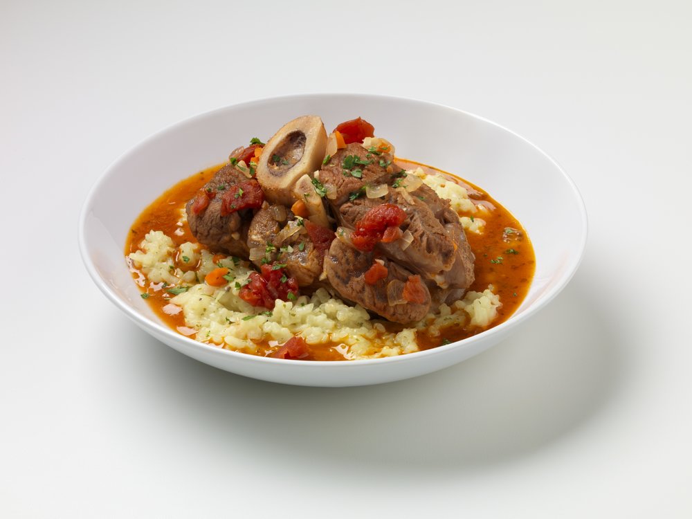 Veal osso buco over rice pilaf