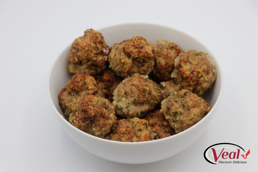 Oven Baked crispy meatballs in a bowl