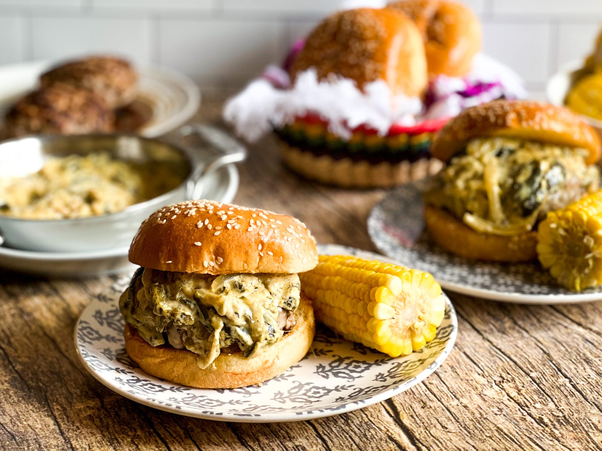 Mexican Veal Burgers with Roasted Poblanos