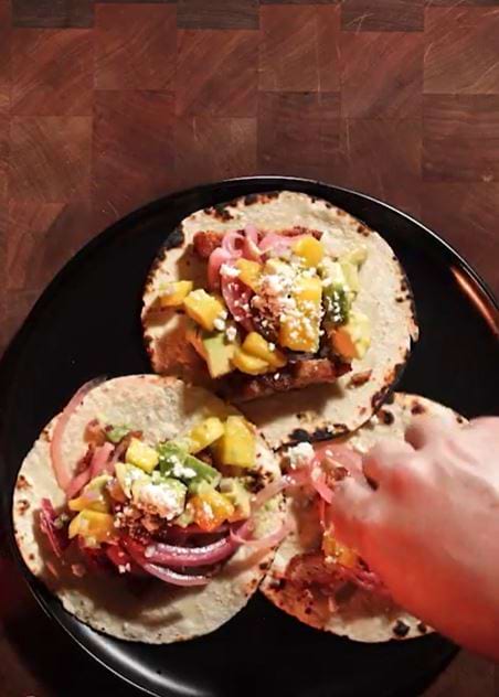 Crispy Veal Tacos with Mango Salsa background image